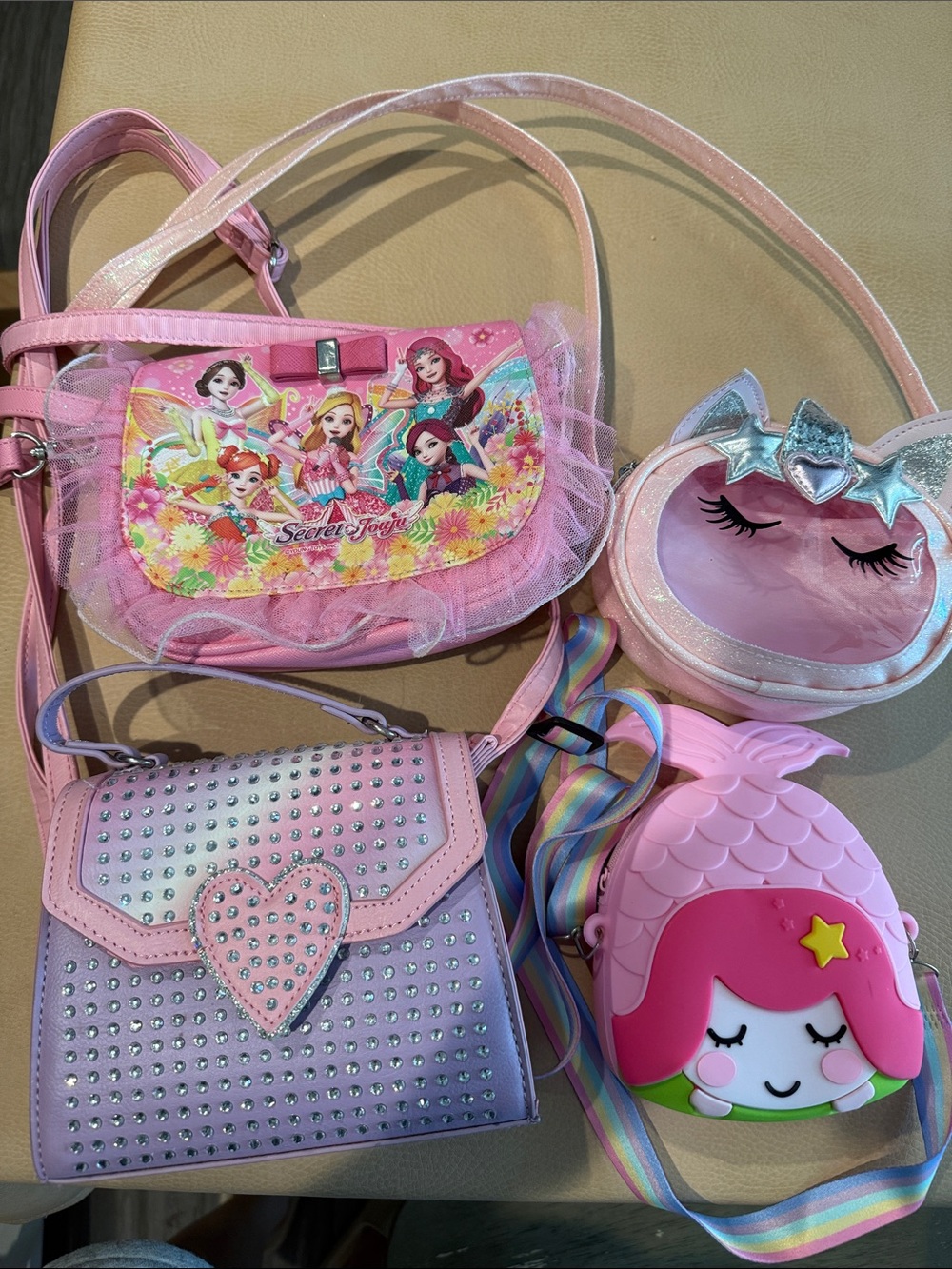 Kids Pink Crossbody Bags Set of 4